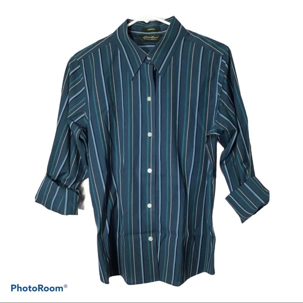 Eddie Bauer‎ Stretch Wrinkle Resist Stripe  Blouse